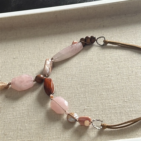 Silpada N1424 Rose Quartz and real pearls, wood, .925 clasp Necklace - Picture 4 of 7